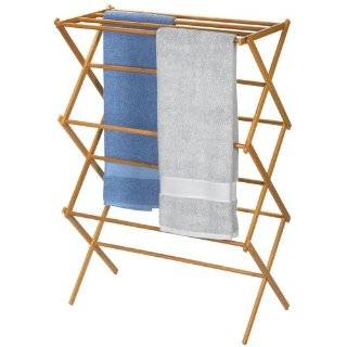 Household Essentials Folding Clothes Drying Rack, Bamboo