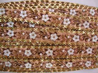 25 Yd Beaded Hand Made Jacquard Trim Ribbon 143  