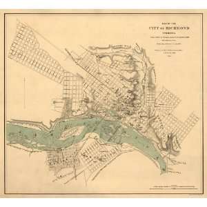   of an 1864 Map of Richmond, Virginia by A. D. Bache: Kitchen & Dining