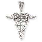 new 14k beautiful white gold solid d c caduceus charm