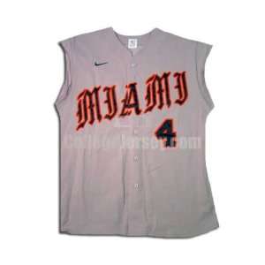  Gray No. 4 Game Used Miami Nike Baseball Jersey Sports 