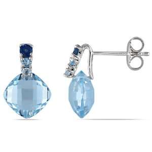   Silver, Sky Blue Topaz and London Blue Topaz Earrings, Jewelry