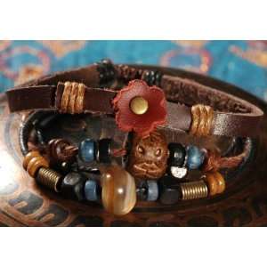 DIY Vintage Features Hand beaded Leather Cord Bracelet