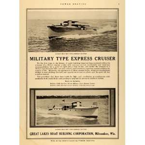   Ad Great Lakes Boat Building Military Cruisers   Original Print Ad