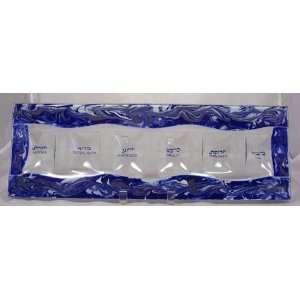    Rectangular Blue Swirl Seder Plate by Tamara Baskin