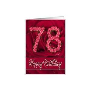  78th birthday with numbers made from roses Card: Toys 