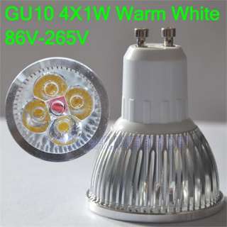   10PCS GU10 4x1W High Power Warm White LED 4W spot Lamp 85V 265V  