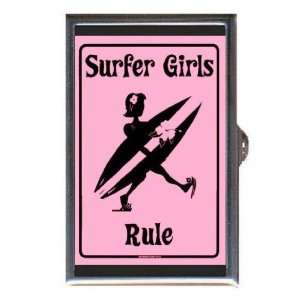  SURFER GIRLS RULE PINK FUN Coin, Mint or Pill Box Made in 