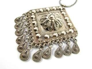 Authentic Yemenite Hand Made Silver Filigree Necklace  