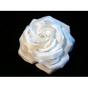  Crisp White Rose Hair Flower Clip: Beauty