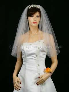 1T White 25 Shoulder Short 108 Fullness Cut Edge Bridal Wedding Veil 
