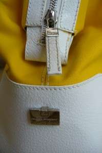 Salavatore Ferragamo Bag Yellow White Satchel Top Zip Mint  
