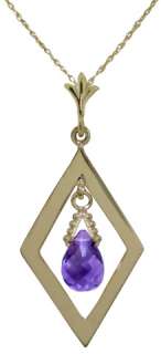 NATURAL AMETHYST BRIOLETTE NECKLACE IN 14K YELLOW GOLD  