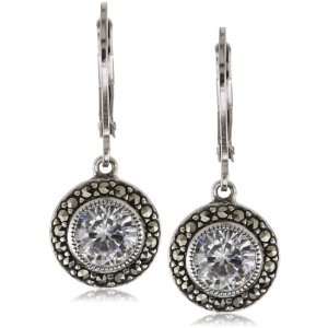    Judith Jack Marcasite and Cubic Zirconia Drop Earrings: Jewelry