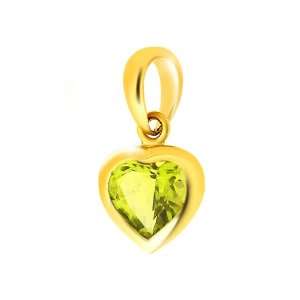  9ct Yellow Gold Peridot Heart Pendant Jewelry