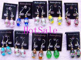 Quantity for this listing 10pairs Materialglass, silver tone hook 