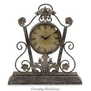  Antiqued Scrolled Iron Floral Table Clock: Home & Kitchen