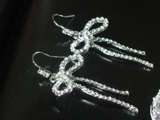 NEW Crystal BOW Fashion Jewelry silver plated Earring  