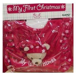 Ganz Babys 1st Christmas Bib For Christmas   Red and White Teddy Bear