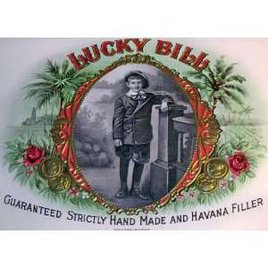  Lucky Bill Embossed Inner Cigar Label, 1910s Everything 
