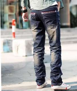 2011 New Men Color Straight Slim Fit Fashion Wash Jeans Blue 2069 