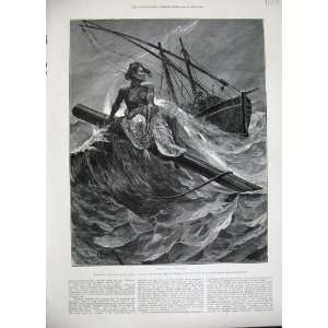  Woodville Fine Art 1889 Stormy Sea Sailors Boat Mast: Home 