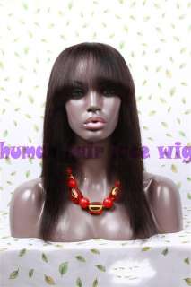 Yaki Straight #2 Lace Wig 100% Indian Remy Human Hair 12~16 with Bangs 