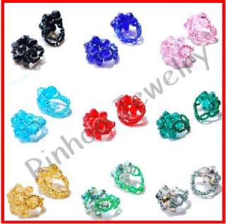 90pcs #6 9 Handcraft Faceted Crystal Glass Beads Rings  