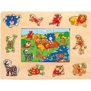    Puzzled Peg With A Jigsaw   Animals Wooden Toys: Toys & Games