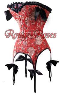 Red Super Sexy Bowknot With Garters CORSET Bustier S 6XL g8074_r