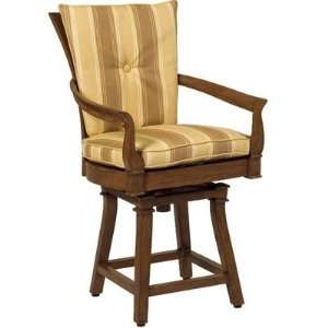   Swivel Bar Stool with Seat and Back Cushions Fabric: Abacos   Straw
