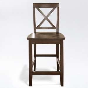  X Back Bar Stool   Vintage Mahogany with 24 Seat Height 