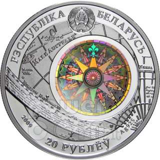 AMERIGO VESPUCCI Sailing Ship Silver Coin Hologram Belarus 2010  