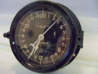 Chelsea Clock Co 24 Hour Navy Ship Clock U.S. Government Boston 6 Not 
