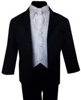   Suit Boy Black with White Vest and Tie From Baby to Teen: Clothing