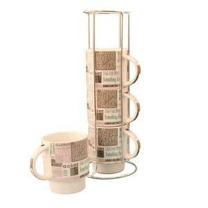  Cappucino Mug Set with Wire Rack