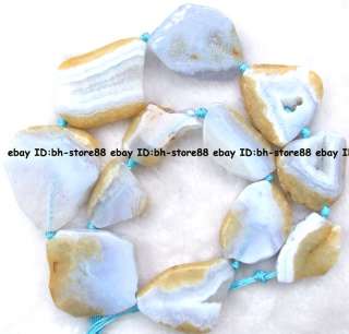 27 37mm Blue Chalcedony Freeform Gradually Beads 16  