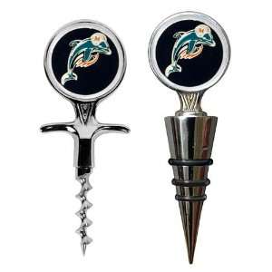   Dolphins NFL Cork Screw and Wine Bottle Topper Set: Sports & Outdoors