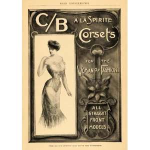1904 Ad C/B A La Spirite Corsets Woman of Fashion   Original Print Ad