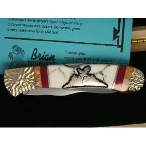   Brian Yellowhorse Custom Buck Eagle Mountain Knife: Sports & Outdoors