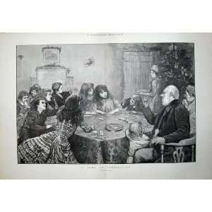  1889 Old Man Lady Table Game Children Tom Taylor Art