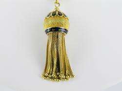 14kt Yellow Gold Enamel Tassle Necklace  