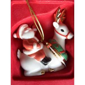  Lenox Santa & Reindeer Ornament: Home & Kitchen