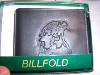 NIB Eagle,Black Billfold Leather Wallet  