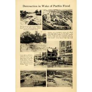  1921 Print Pueblo Flood Derailed Cars Fountain River 