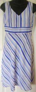   Womens Petite Size 2P Blue & White Stripe Dress EUC #3014  