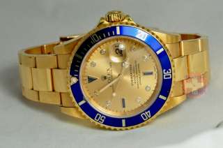 Rolex Solid 18k Gold Submariner 16618 serti dial BOX / PAPERS / ANCHOR 