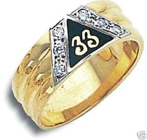 Masonic Scottish Rite 33rd Degree Ring 10K New Diamonds  