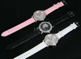 New fashion exquisite clear stone shinning quartz HelloKitty Watch 
