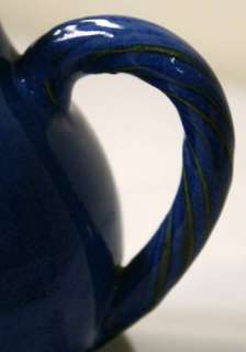 Pc Oil Vinegar Cruet Pottery Set Artist Signed Blue  